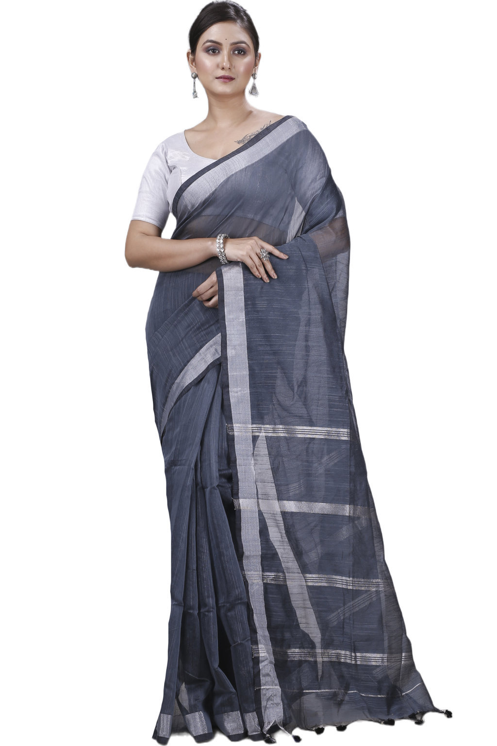 Black Blended Cotton Toshini Hand Loom Saree (1186)